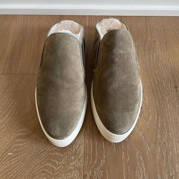 Vince Garvey Slip On Mule Sneaker Womens 5 Flint Brown Shearling Suede NEW - Picture 5 of 8